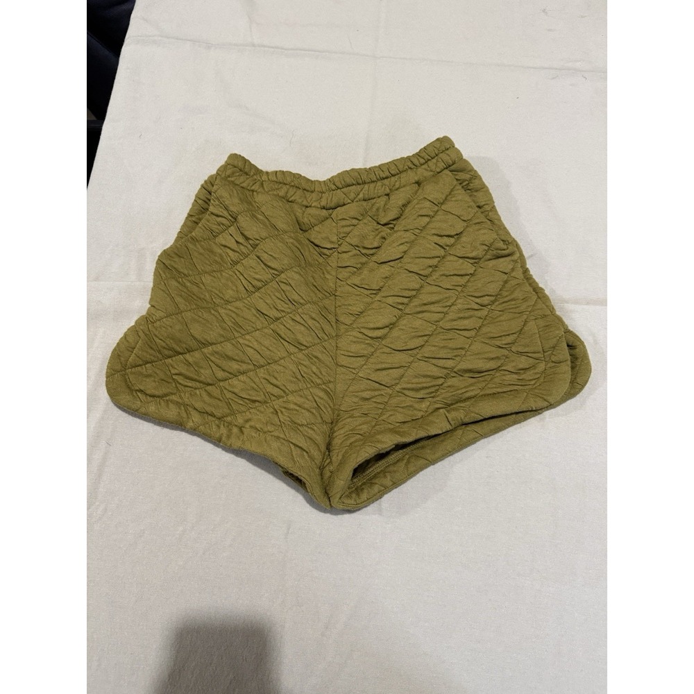 Crescent High Waisted Army‎ Olive Green Quilted Shorts Women's Size S